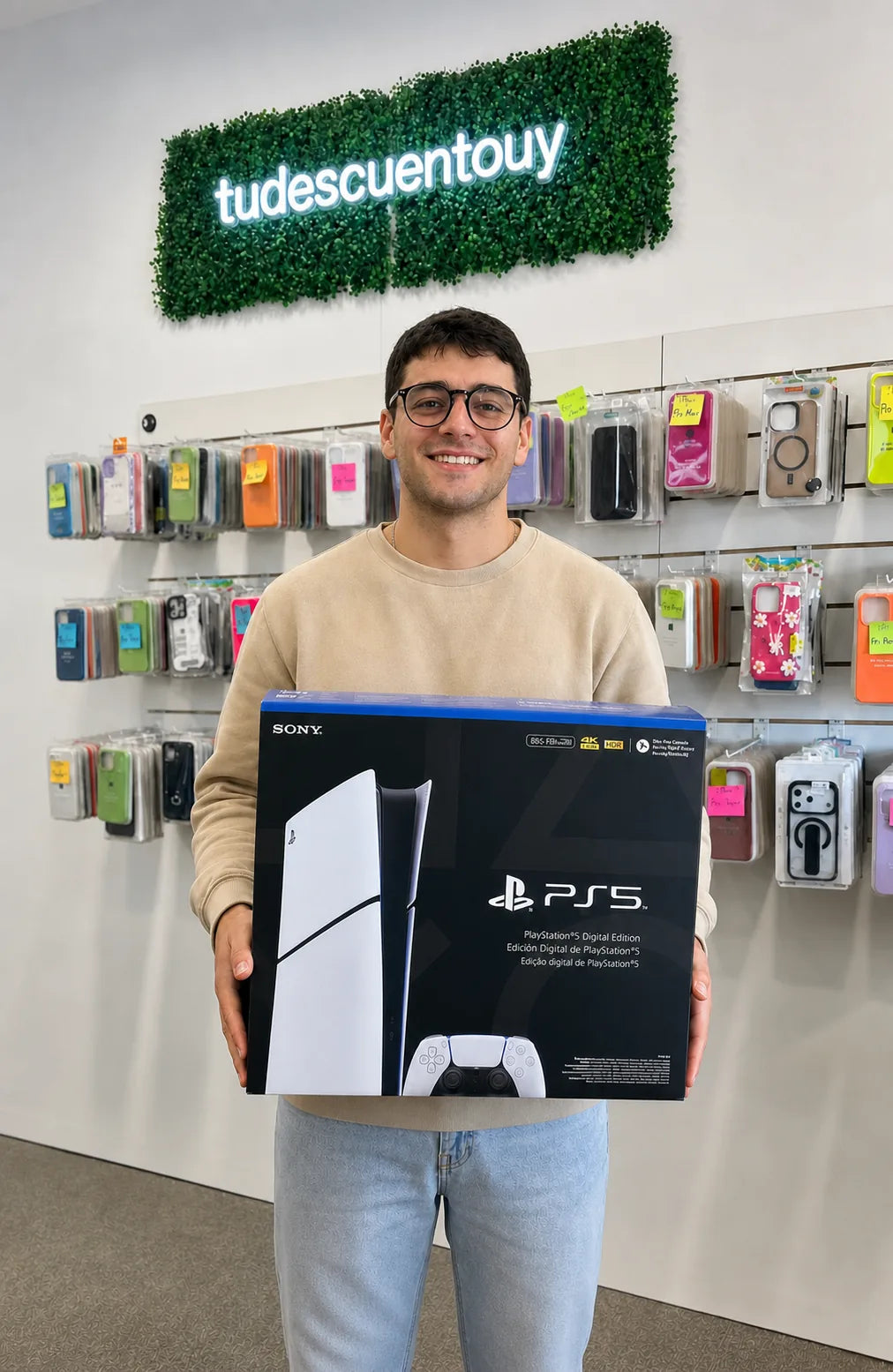 Cliente de TuDescuento con su compra